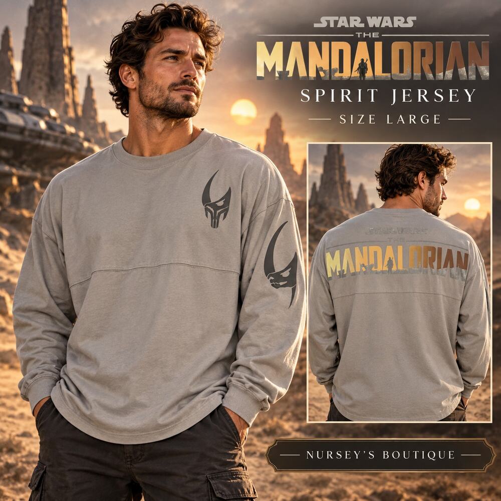 Disney Star Wars Mandalorian Spirit Jersey Gray Metallic Shirt Large